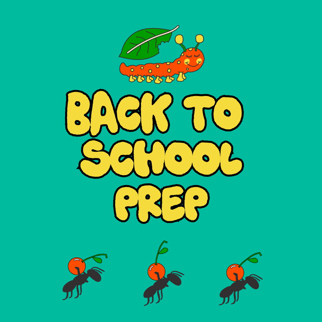 Ant buddies walking along back to school prep text