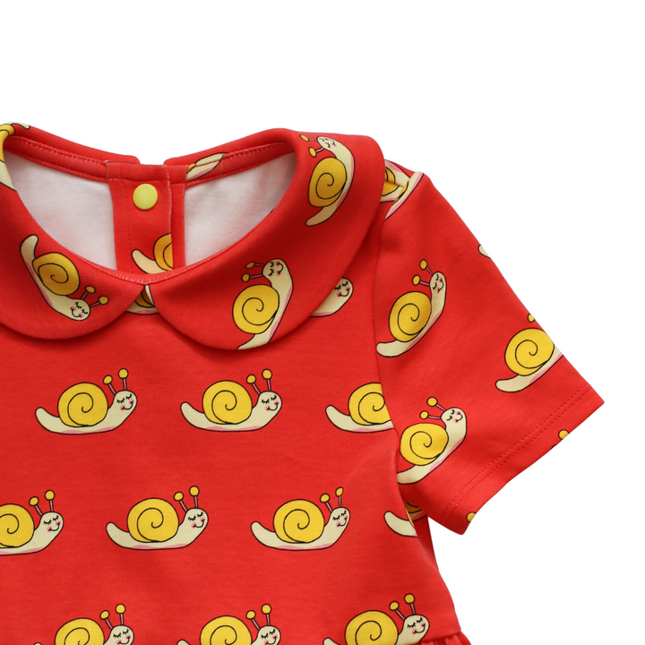 Sammy the Smiley Snail Dress in Red