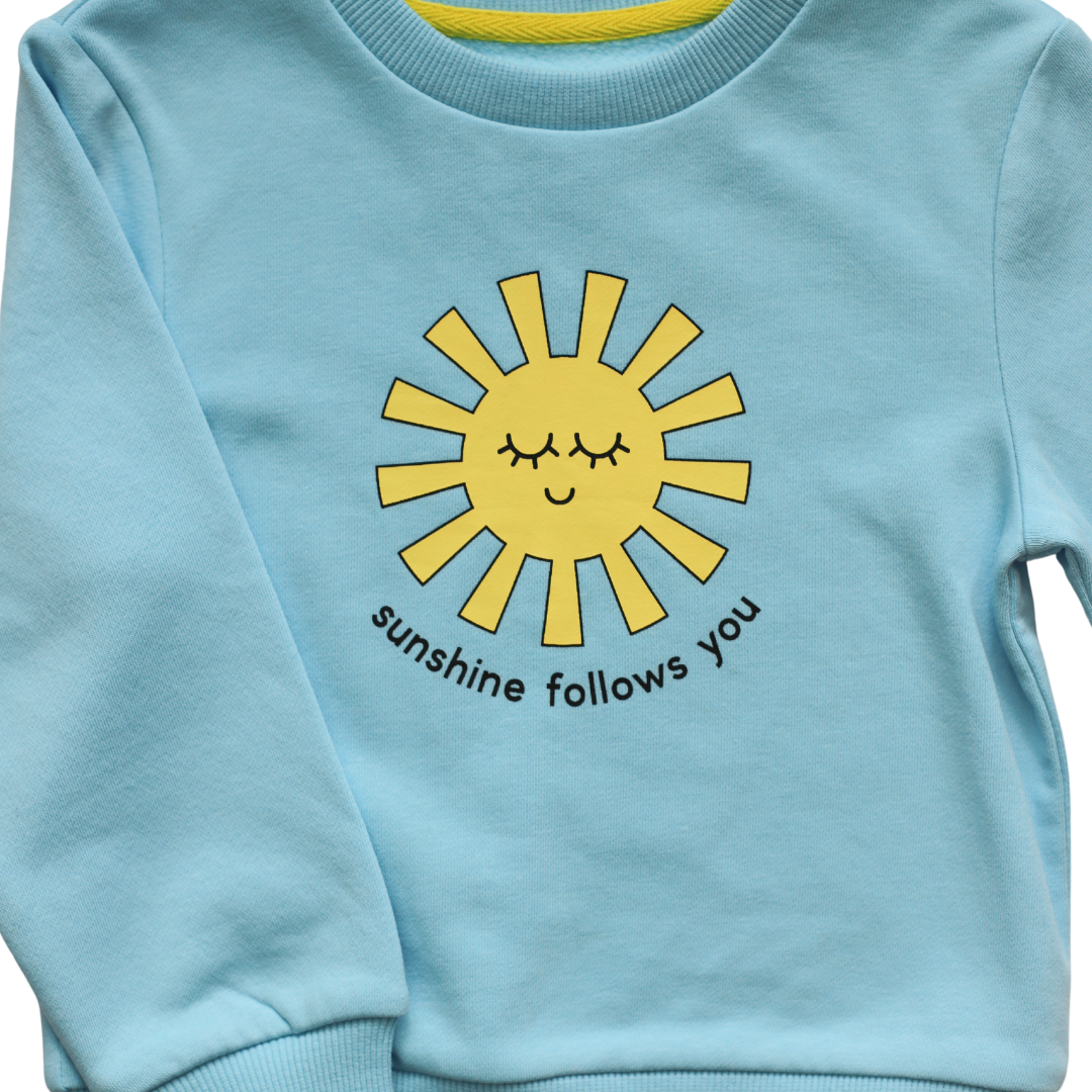 Sunshine Follows You blue sweatshirt