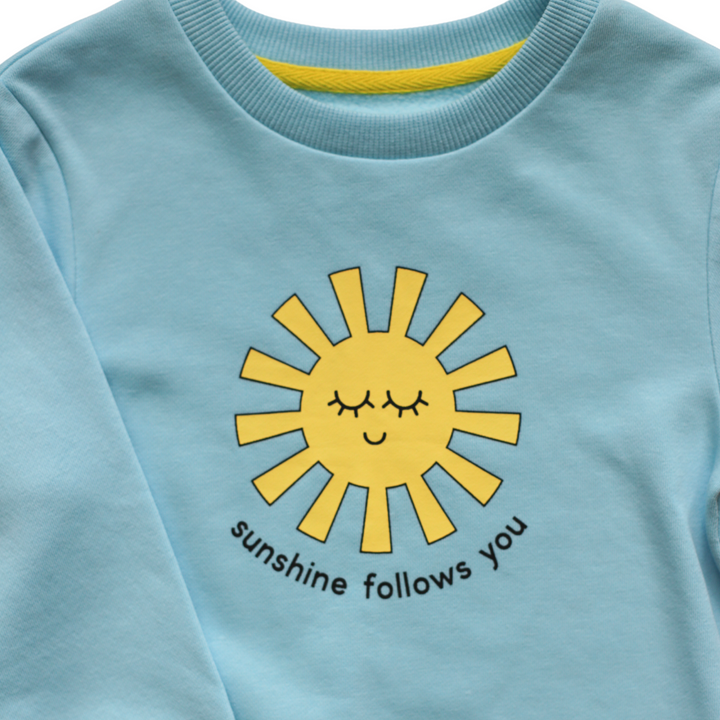 Sunshine Follows You blue sweatshirt