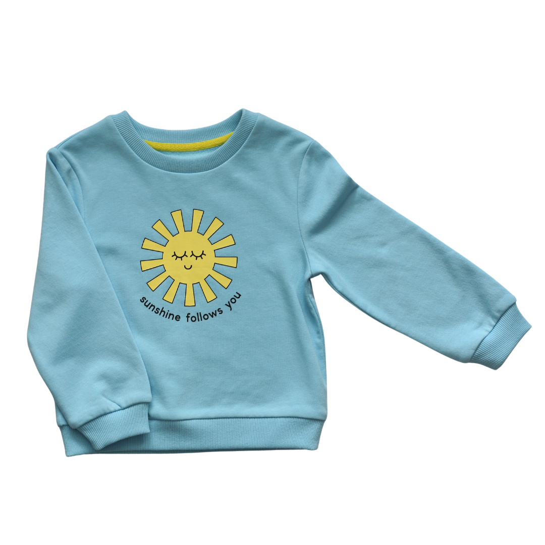 Sunshine Follows You blue sweatshirt