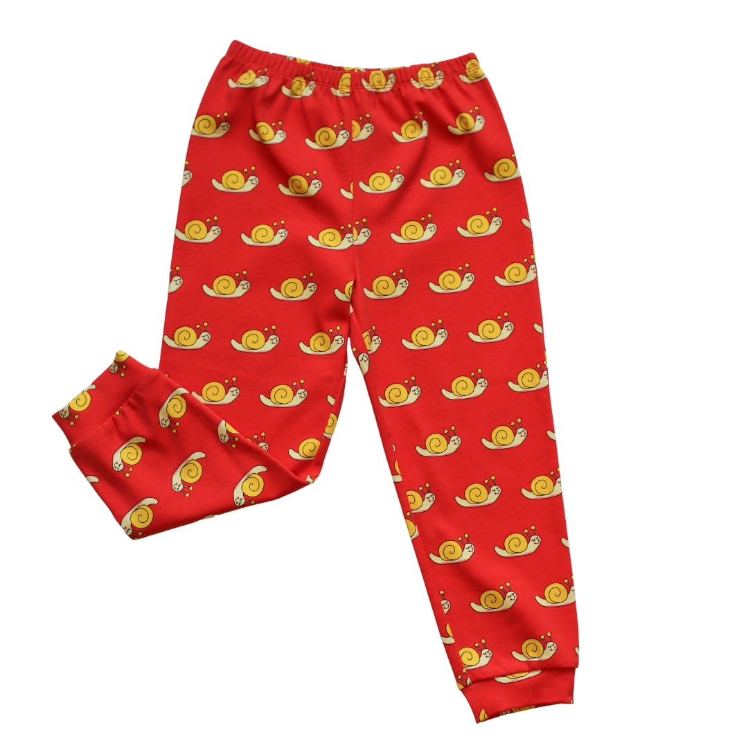 Red Joggers with Sammy the Smiley Snail Print