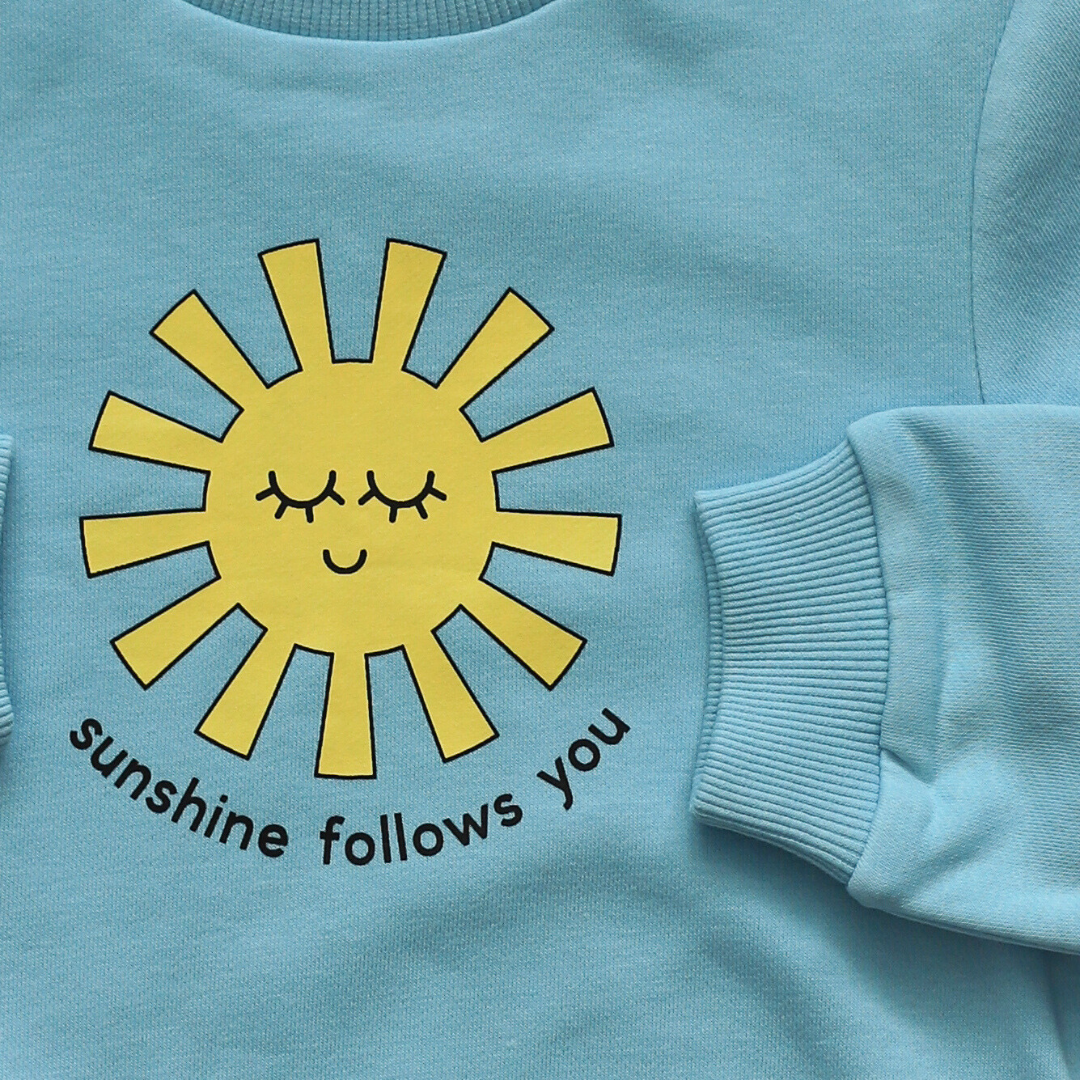 Sunshine Follows You blue sweatshirt