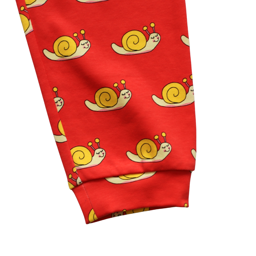 Red Joggers with Sammy the Smiley Snail Print