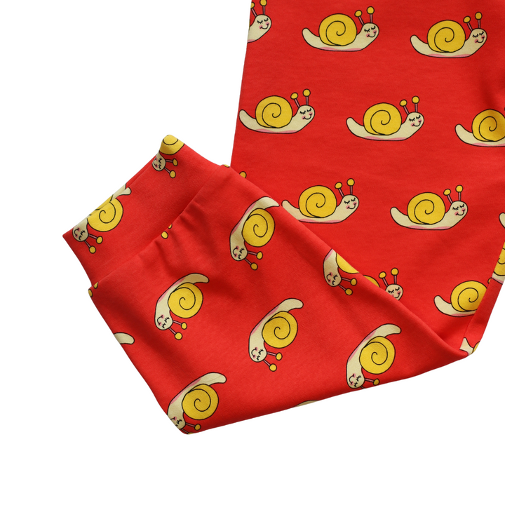 Red Joggers with Sammy the Smiley Snail Print