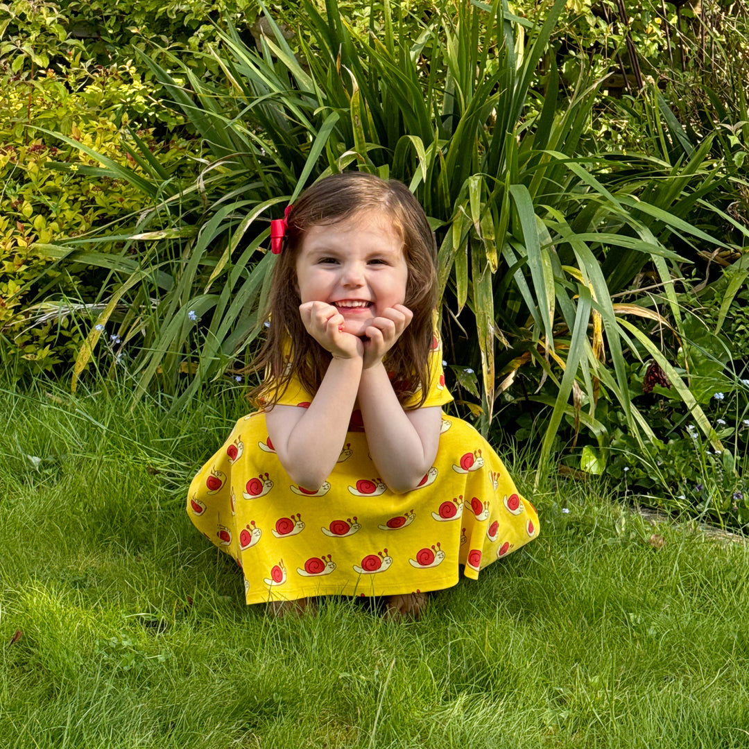 Sammy the Smiley Snail Dress in Yellow