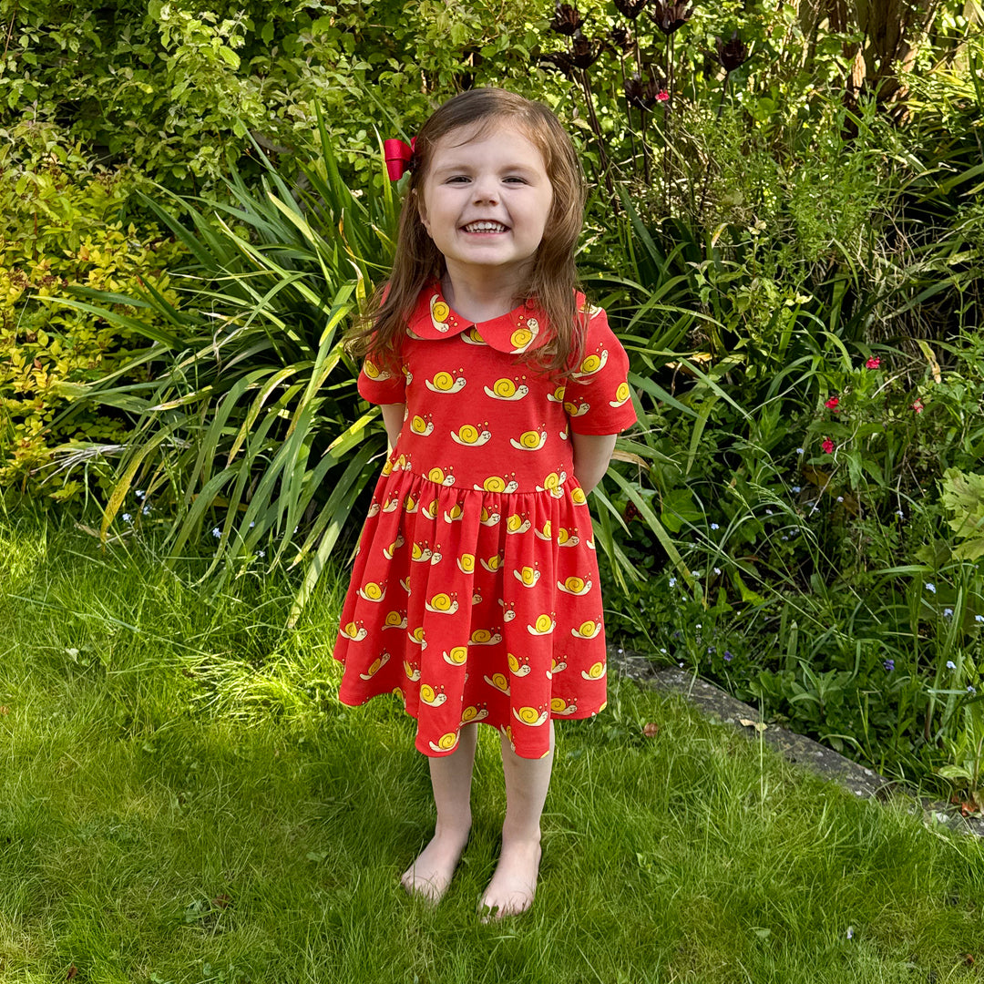 Sammy the Smiley Snail Dress in Red